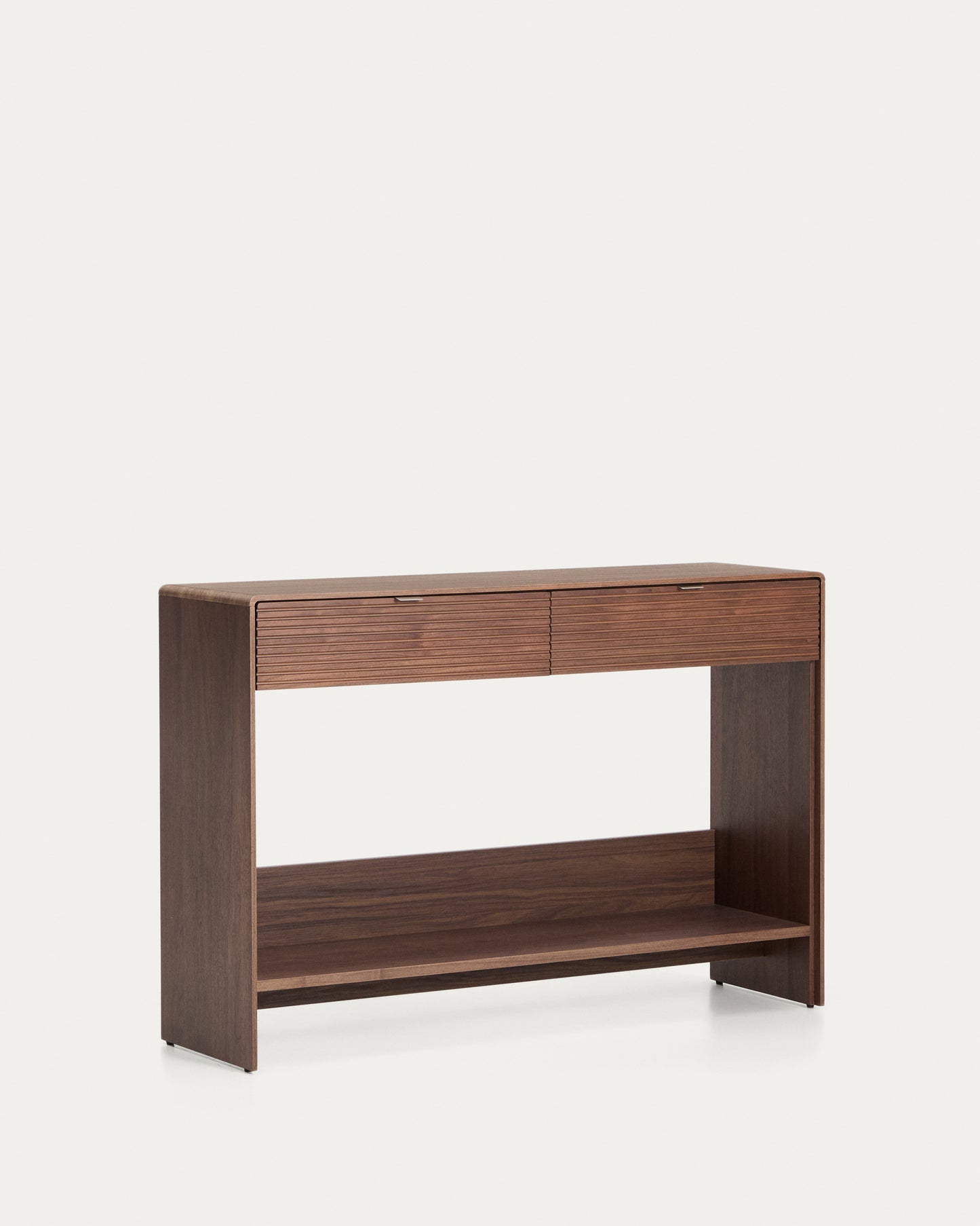 Consolle Norlen 2 cassetti e ripiano in impiallacciato di noce 120 x 81 cm