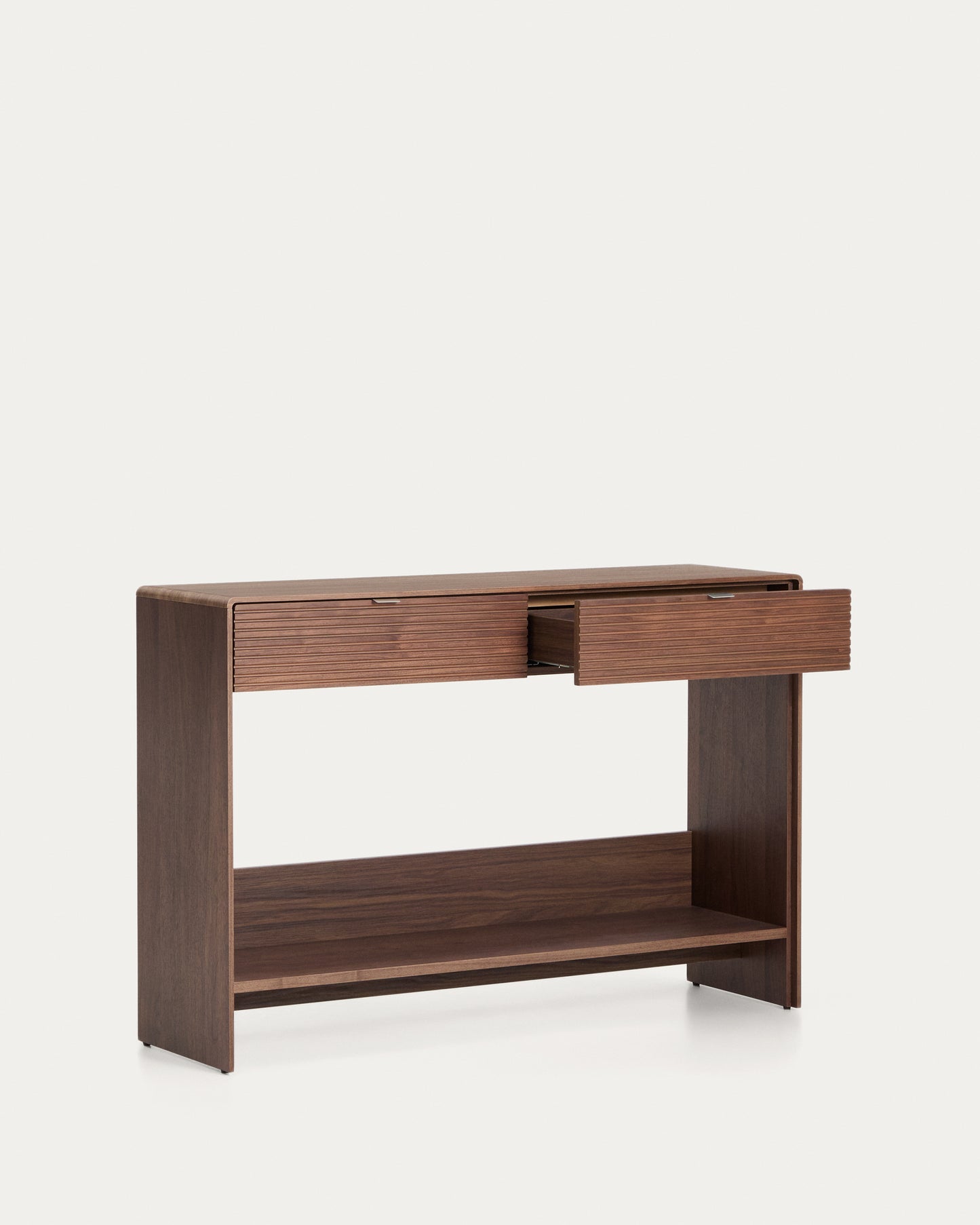 Consolle Norlen 2 cassetti e ripiano in impiallacciato di noce 120 x 81 cm