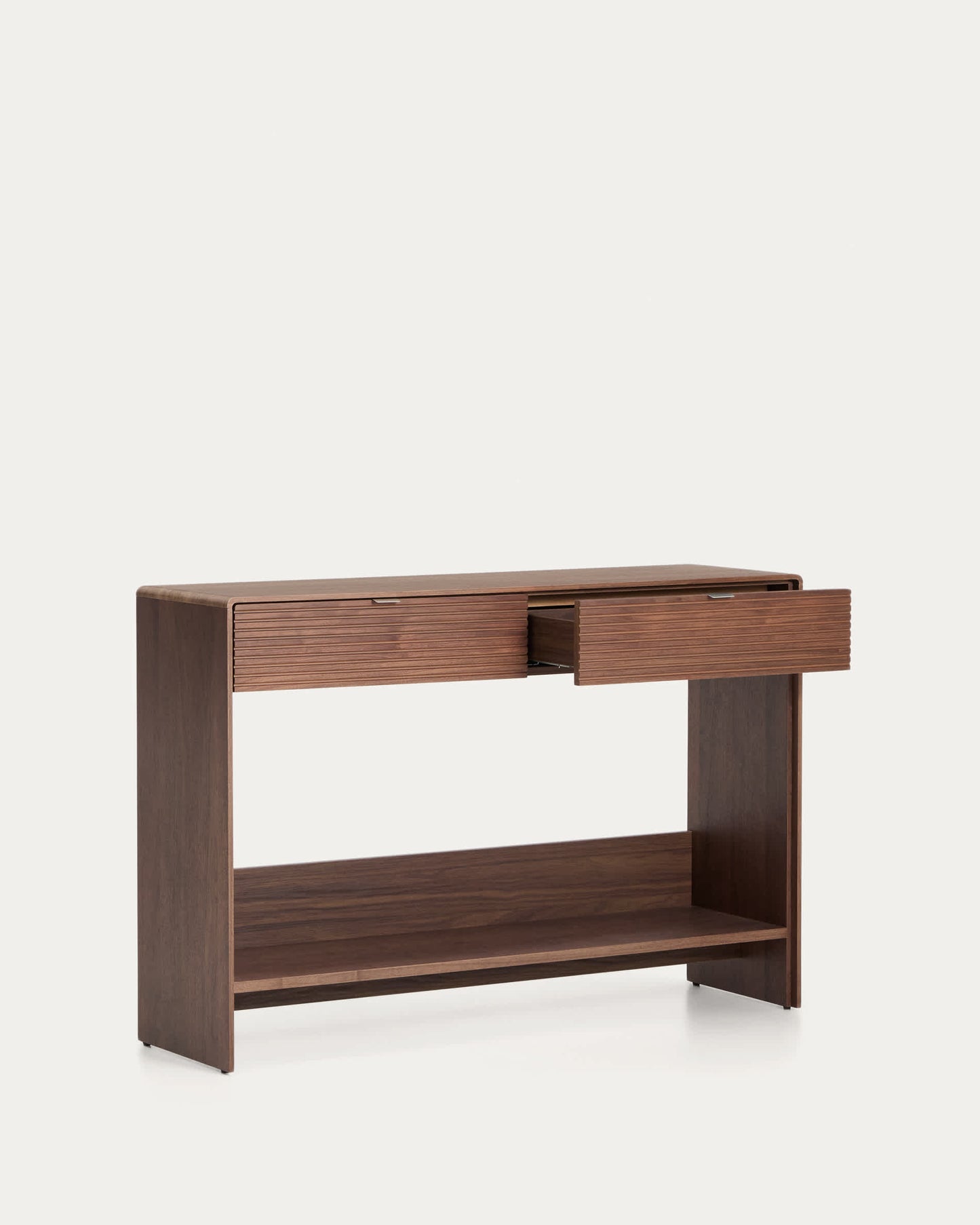 Consolle Norlen 2 cassetti e ripiano in impiallacciato di noce 120 x 81 cm