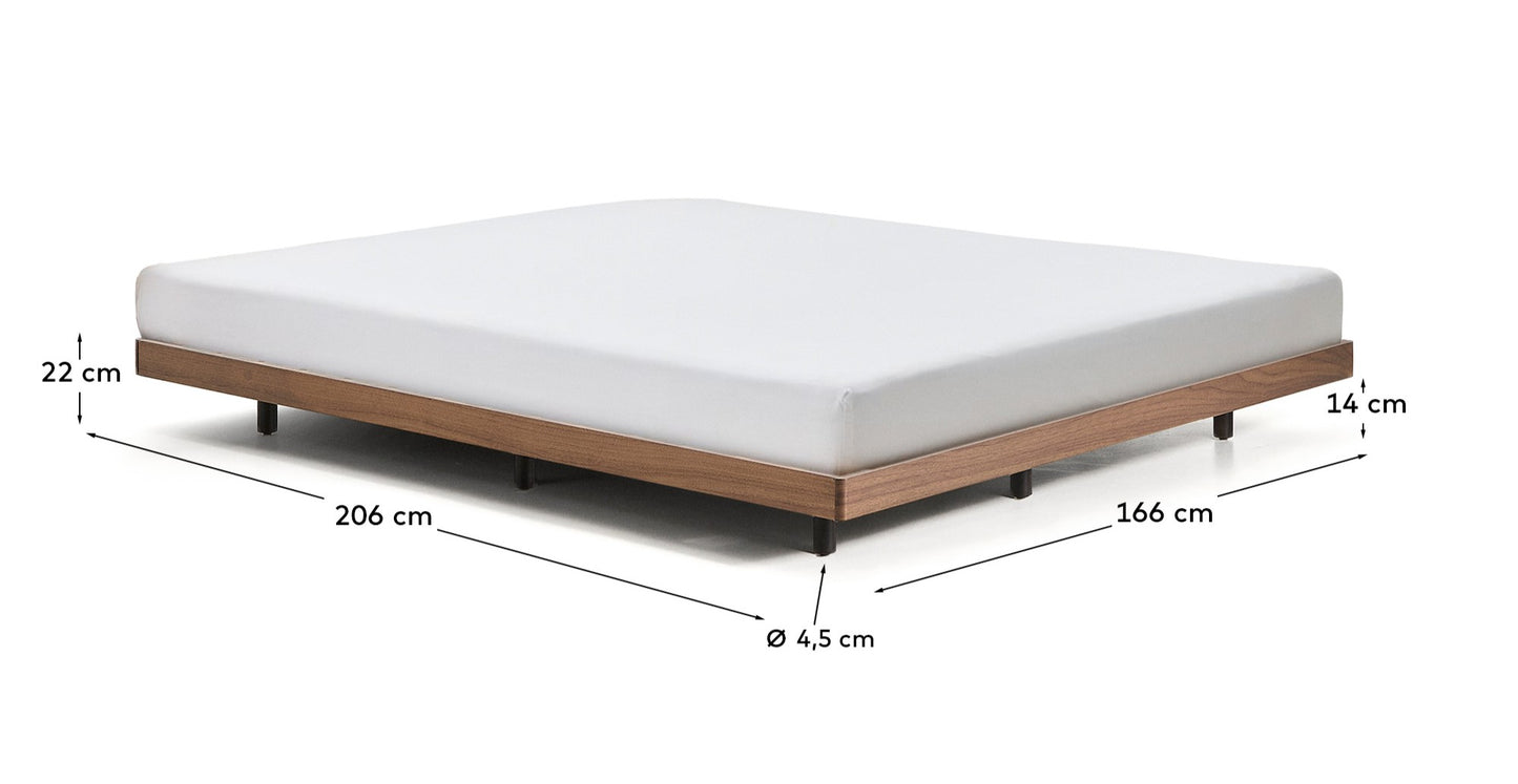Base Norlen in impiallacciato di noce con finitura scura per materasso da 160 x 200 cm