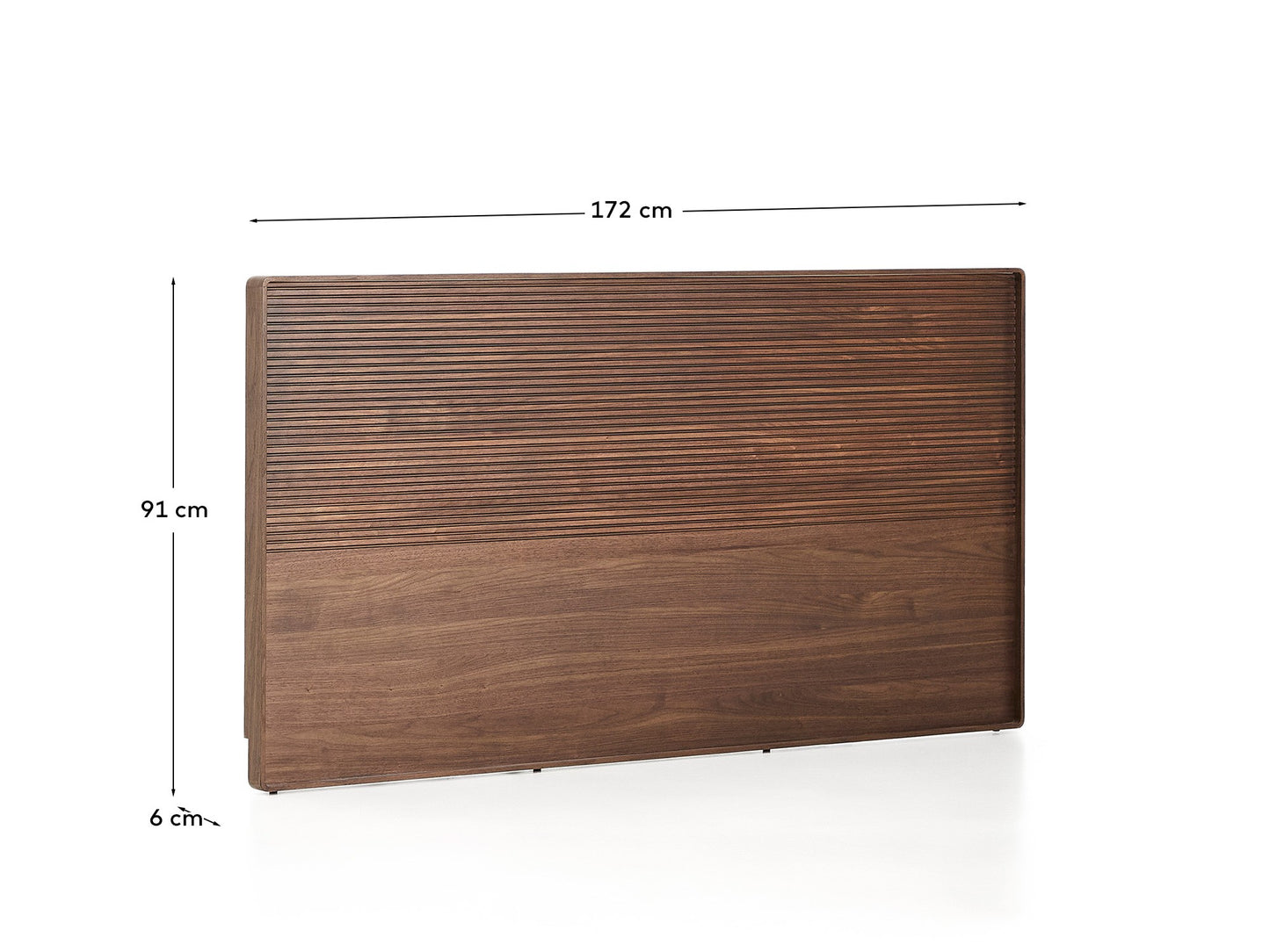 Testiera Norlen in impiallacciatura di noce con finitura scura e luce LED per letto da 160 x 200 cm