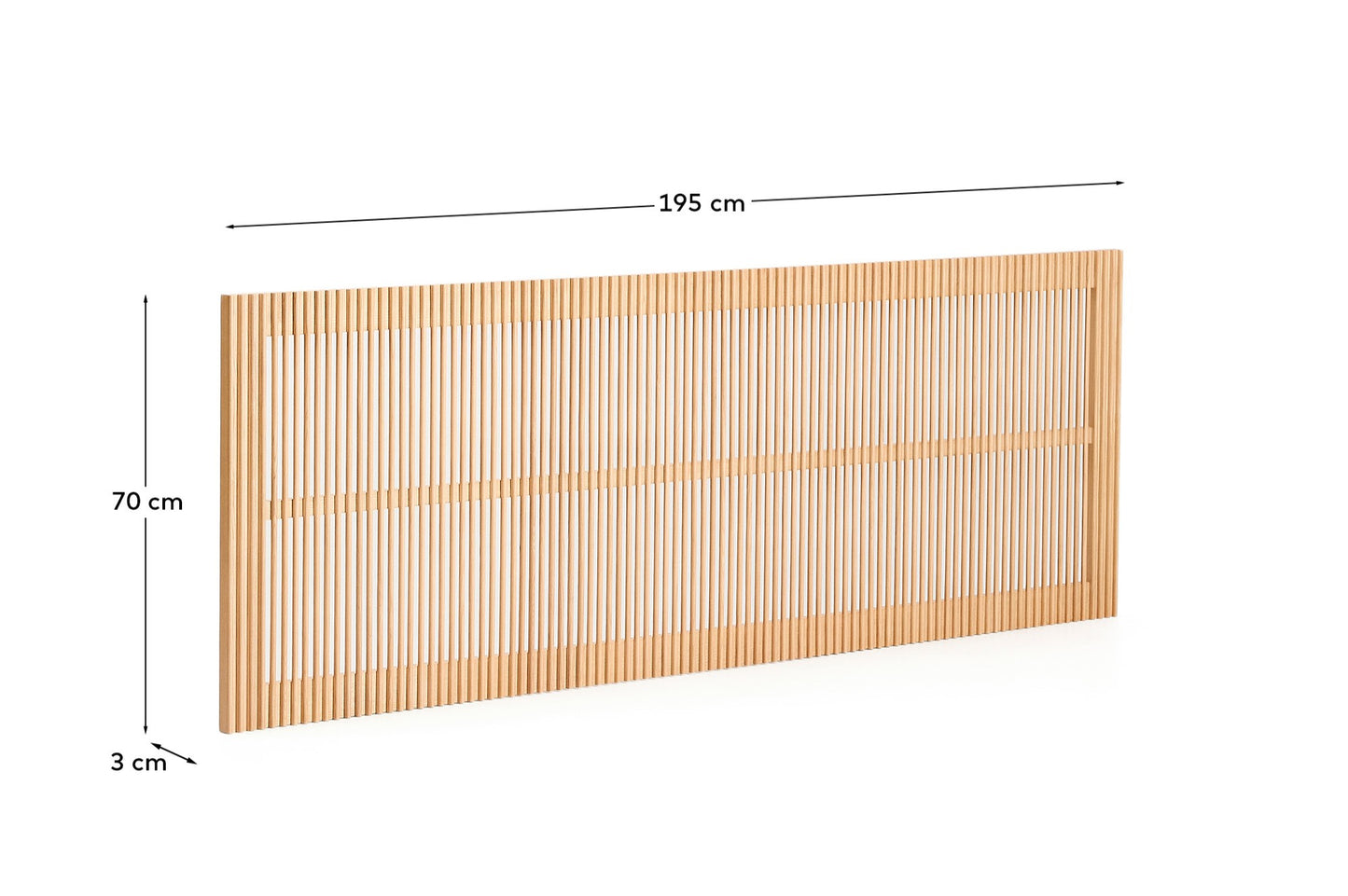Testiera Beyla in legno massiccio di frassino per letto da 180 cm