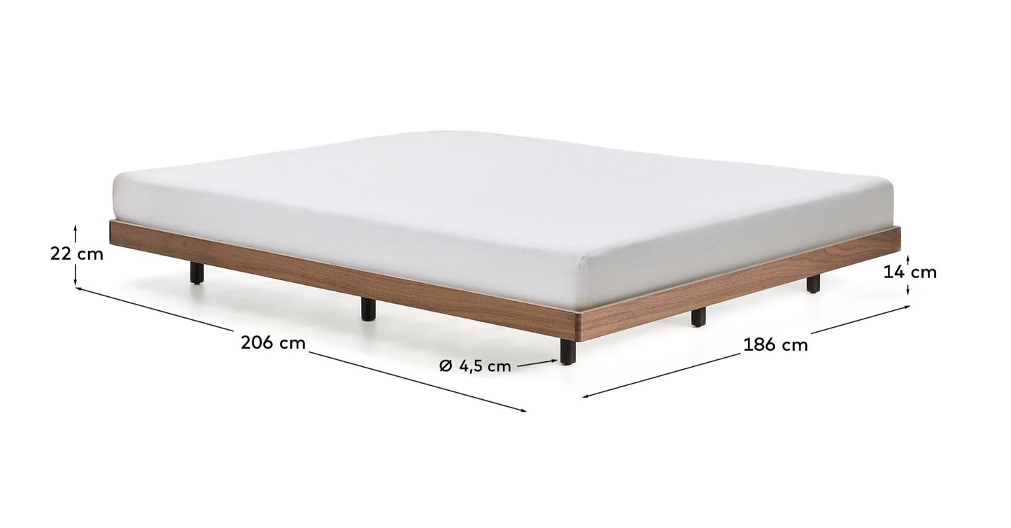 Base Norlen in impiallacciato di noce con finitura scura per materasso da 180 x 200 cm