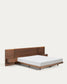 Letto Norlen con 2 comodini in impiallacciatura di noce con finitura scura e luce LED per materasso 180 x 200 cm