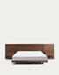Letto Norlen con 2 comodini in impiallacciatura di noce con finitura scura e luce LED per materasso 160 x 200 cm