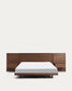 Letto Norlen con 2 comodini in impiallacciatura di noce con finitura scura e luce LED per materasso 160 x 200 cm