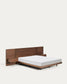 Letto Norlen con 2 comodini in impiallacciatura di noce con finitura scura e luce LED per materasso 160 x 200 cm