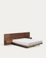 Letto Norlen con 2 comodini in impiallacciatura di noce con finitura scura e luce LED per materasso 160 x 200 cm