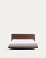 Letto Norlen in impiallacciatura di noce con finitura scura e luce LED per materasso 180 x 200 cm
