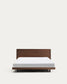 Letto Norlen in impiallacciatura di noce con finitura scura e luce LED per materasso 180 x 200 cm
