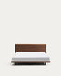 Letto Norlen in impiallacciatura di noce con finitura scura e luce LED per materasso 180 x 200 cm