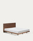 Letto Norlen in impiallacciato di noce con finitura scura e luce LED per materasso da 160 x 200 cm
