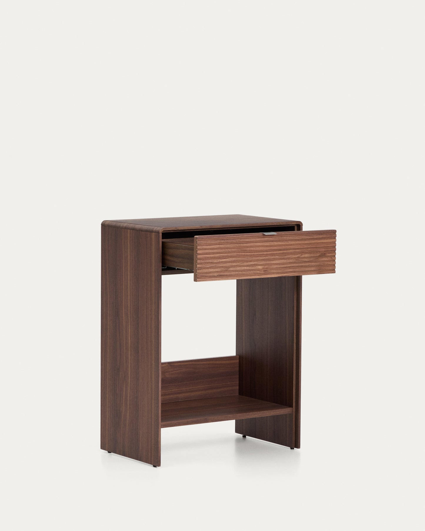 Consolle Norlen con cassetto e ripiano in impiallacciato di noce 60 x 81 cm