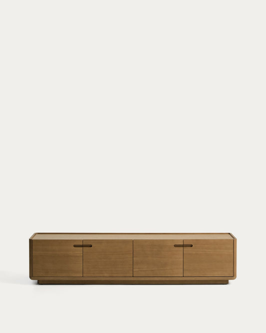 Mobile TV Arelida in impiallacciato e legno massiccio di rovere con finitura marrone chiaro 200 x 44 cm FSC Mix Credit