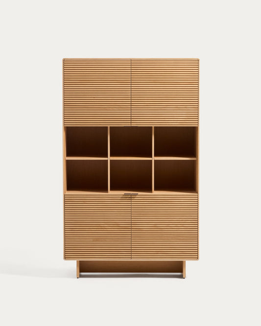 Credenza alta Norlen 4 ante in impiallacciato di rovere con finitura naturale FSC Mix Credit 100 x 163 cm