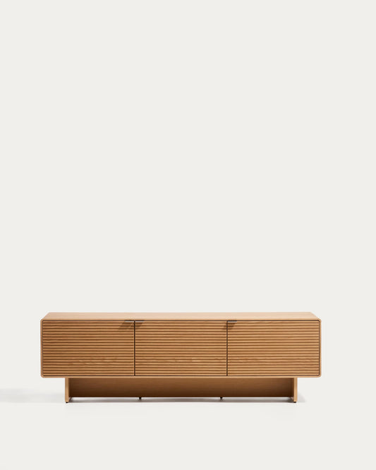 Mobile TV Norlen 3 ante in impiallacciato di rovere con finitura naturale FSC Mix Credit 150 x 40 cm
