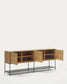 Credenza Vedrana 3 ante impiallacciate rovere e gambe in acciaio nero 195 x 80 cm
