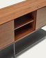 Credenza Vedrana 3 ante impiallacciate noce e gambe in acciaio nero 195x80 cm