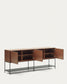 Credenza Vedrana 3 ante impiallacciate noce e gambe in acciaio nero 195x80 cm
