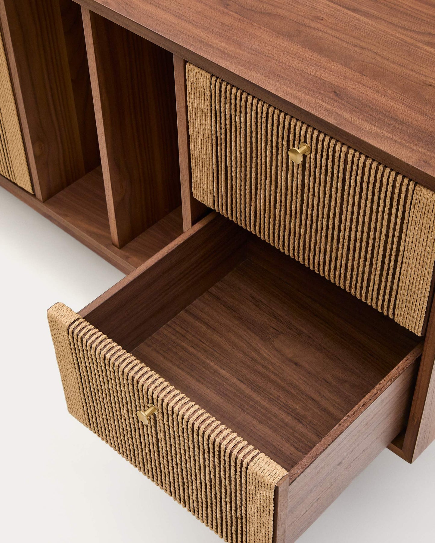 Credenza Elan 2 ante 2 cassetti impiallacciatura e legno massello noce corda 180x73cm