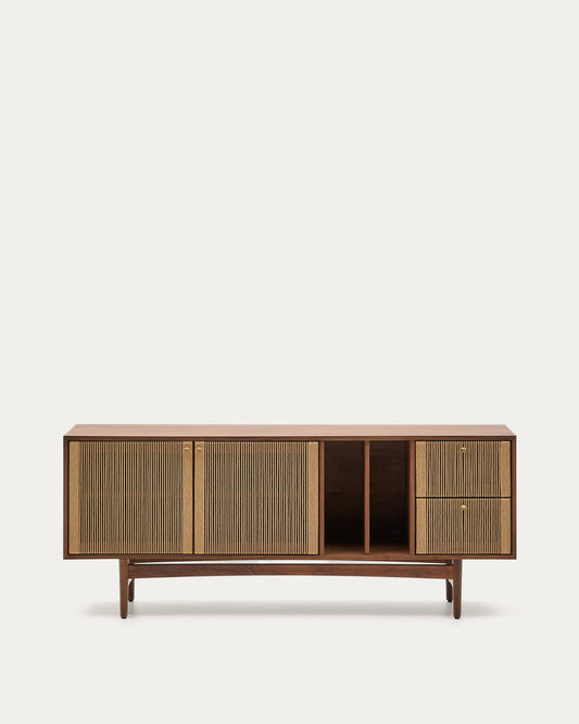 Credenza Elan 2 ante 2 cassetti impiallacciatura e legno massello noce corda 180x73cm