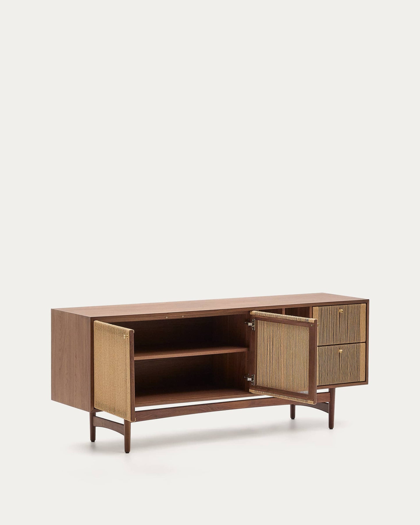 Credenza Elan 2 ante 2 cassetti impiallacciatura e legno massello noce corda 180x73cm