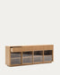 Credenza Helvine 4 ante e 4 cassetti impiallacciatura in rovere e vetro temperato 200x80 cm