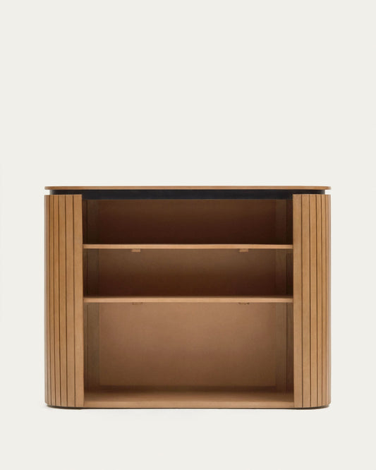 Libreria Licia in legno massello di mango e metallo verniciato nero 120 x 90 cm