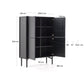 Credenza alta Lenon 4 ante legno massello e impiallacciatura di rovere nero 105x144 cm