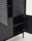 Credenza alta Lenon 4 ante legno massello e impiallacciatura di rovere nero 105x144 cm