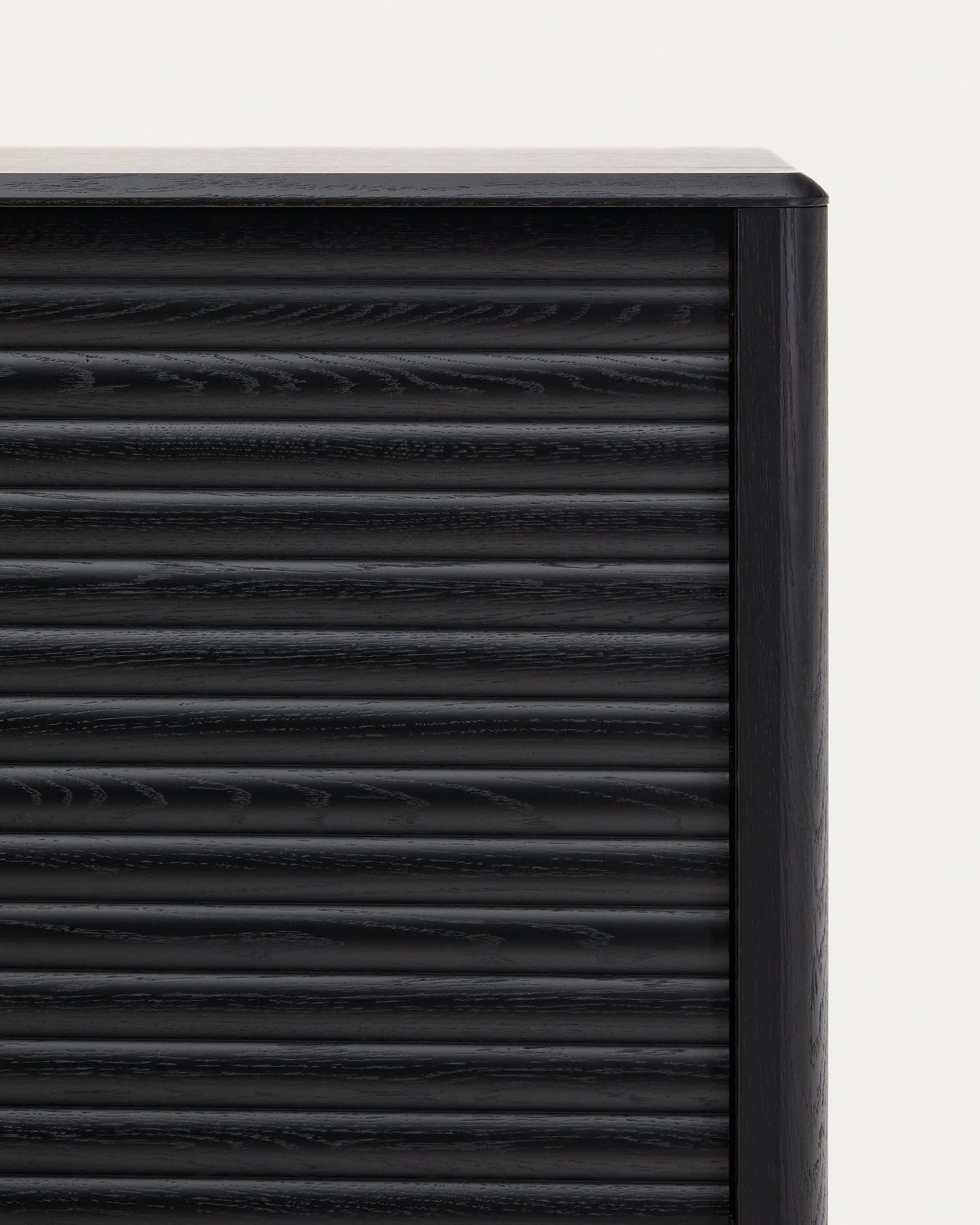 Credenza alta Lenon 4 ante legno massello e impiallacciatura di rovere nero 105x144 cm