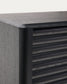 Credenza alta Lenon 4 ante legno massello e impiallacciatura di rovere nero 105x144 cm