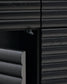 Credenza alta Lenon 4 ante legno massello e impiallacciatura di rovere nero 105x144 cm