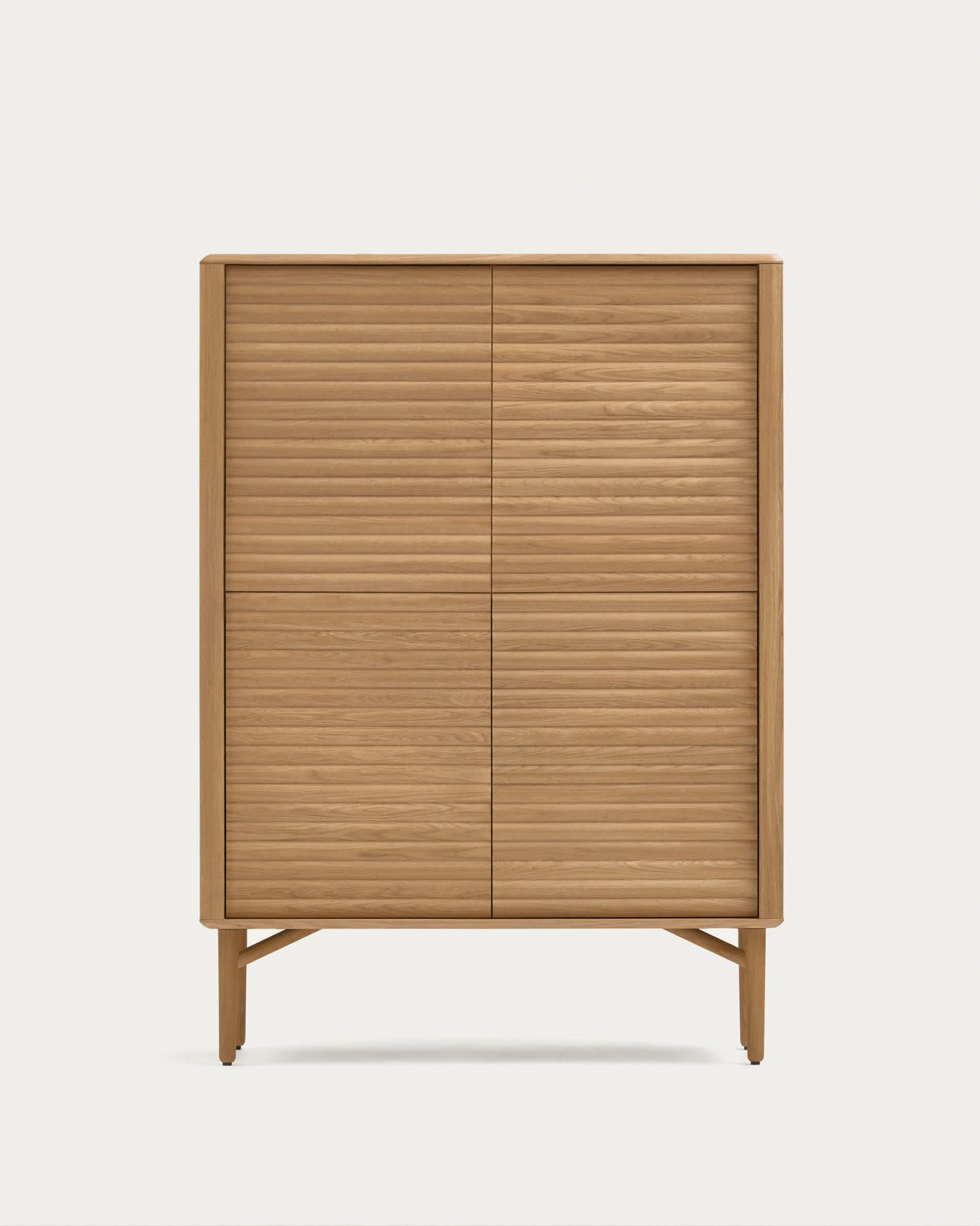 Credenza alta Lenon 4 ante in massello ed impiallacciato rovere 104,5x144cm