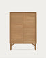 Credenza alta Lenon 4 ante in massello ed impiallacciato rovere 104,5x144cm