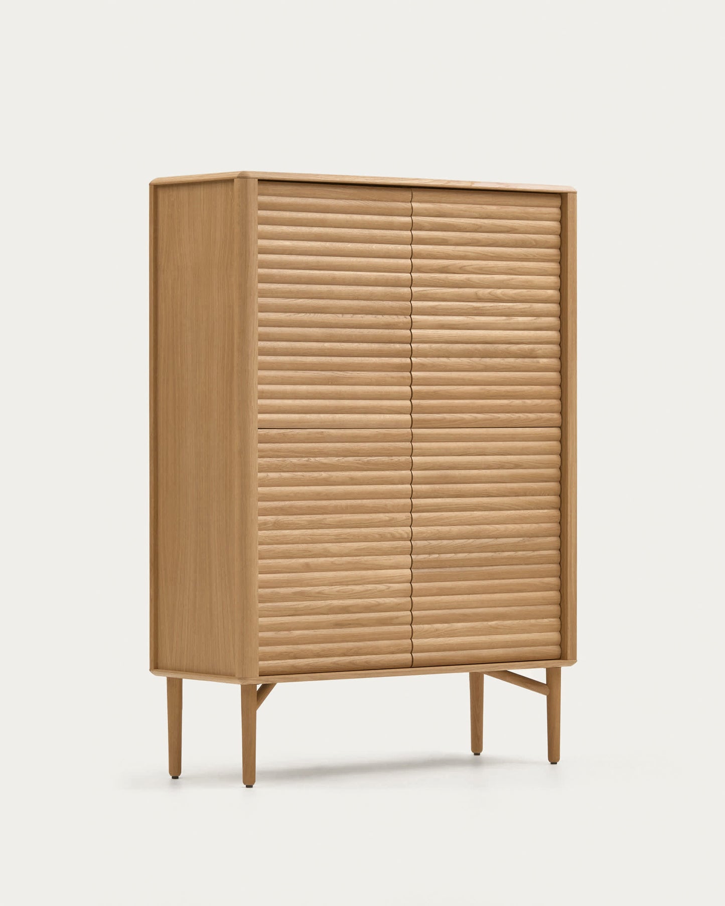 Credenza alta Lenon 4 ante in massello ed impiallacciato rovere 104,5x144cm