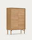 Credenza alta Lenon 4 ante in massello ed impiallacciato rovere 104,5x144cm