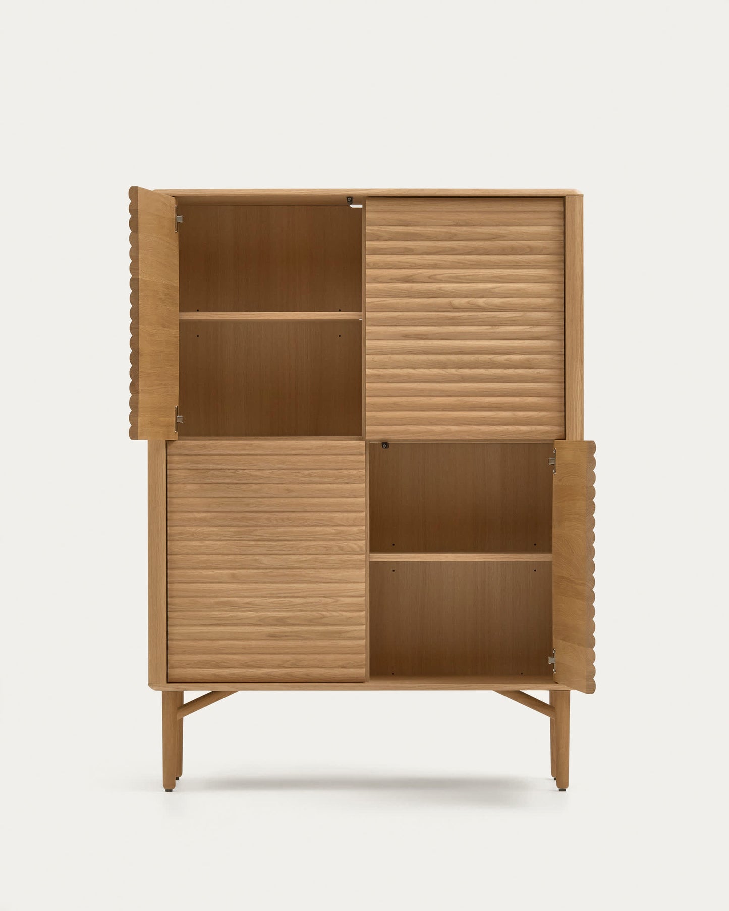 Credenza alta Lenon 4 ante in massello ed impiallacciato rovere 104,5x144cm
