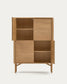 Credenza alta Lenon 4 ante in massello ed impiallacciato rovere 104,5x144cm