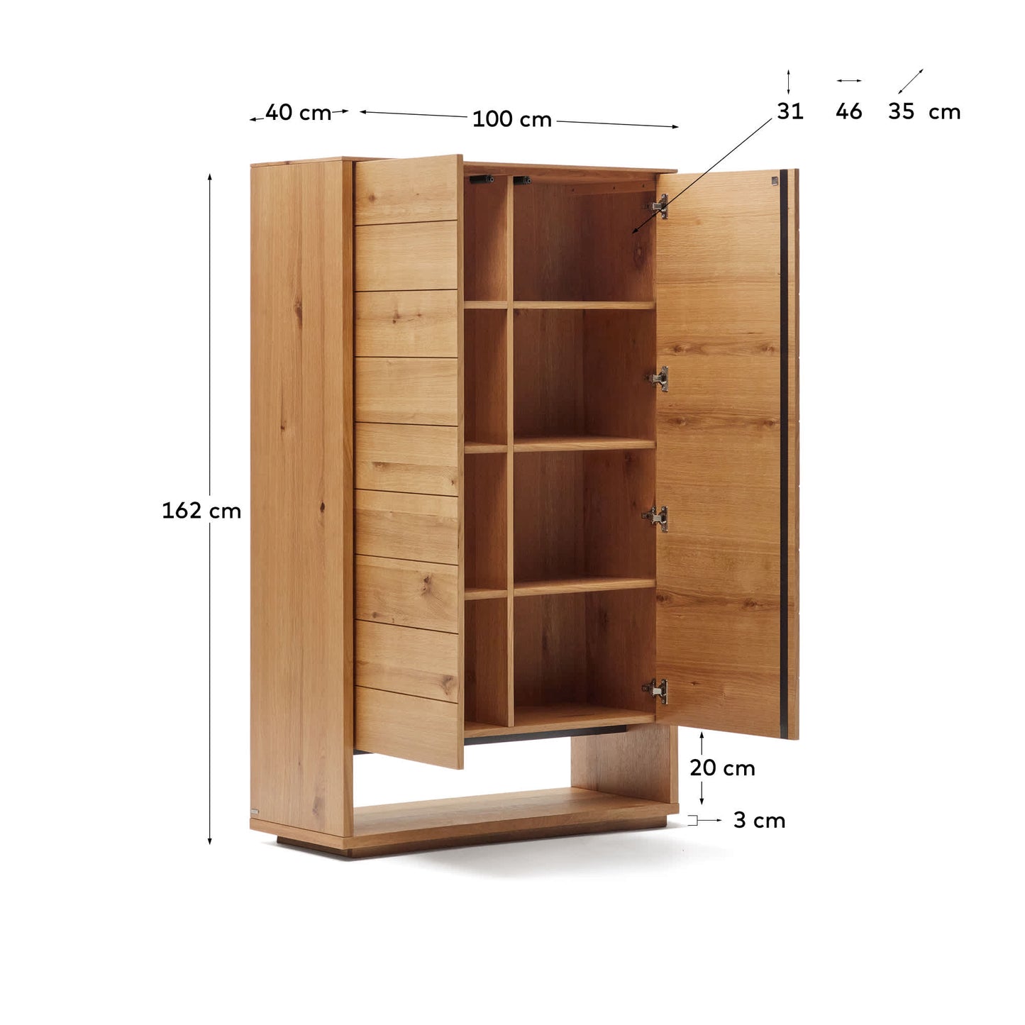 Credenza alta Alguema 2 ante impiallacciato rovere finitura naturale 100 x 163,5 cm