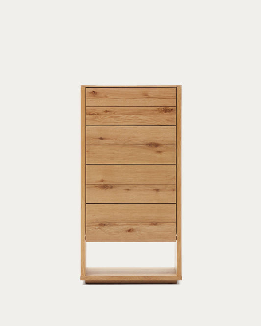 Cassettiera Alguema 4 cassetti impiallacciato rovere finitura naturale 60 x 120 cm