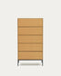 Cassettiera Vedrana 5 cassetti impiallacciato rovere e gambe in acciaio nero 60 x 114 cm