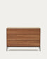 Cassettiera Vedrana 3 cassetti impiallacciato noce e gambe in acciaio nero 110x75 cm