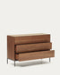 Cassettiera Vedrana 3 cassetti impiallacciato noce e gambe in acciaio nero 110x75 cm