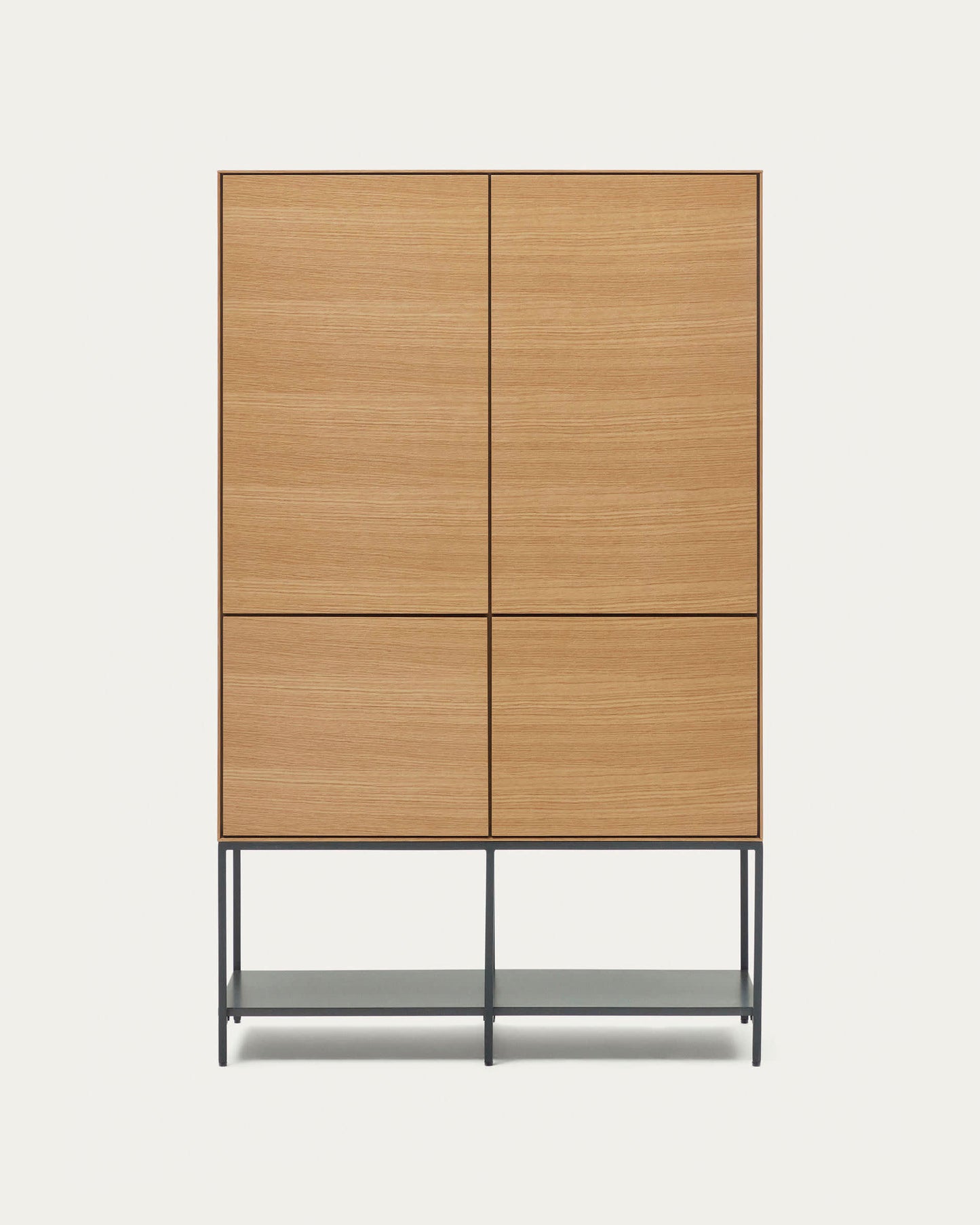 Credenza alta Vedrana 4 ante impiallacciate rovere e gambe in acciaio nero 97,5 x 160 cm