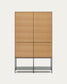 Credenza alta Vedrana 4 ante impiallacciate rovere e gambe in acciaio nero 97,5 x 160 cm