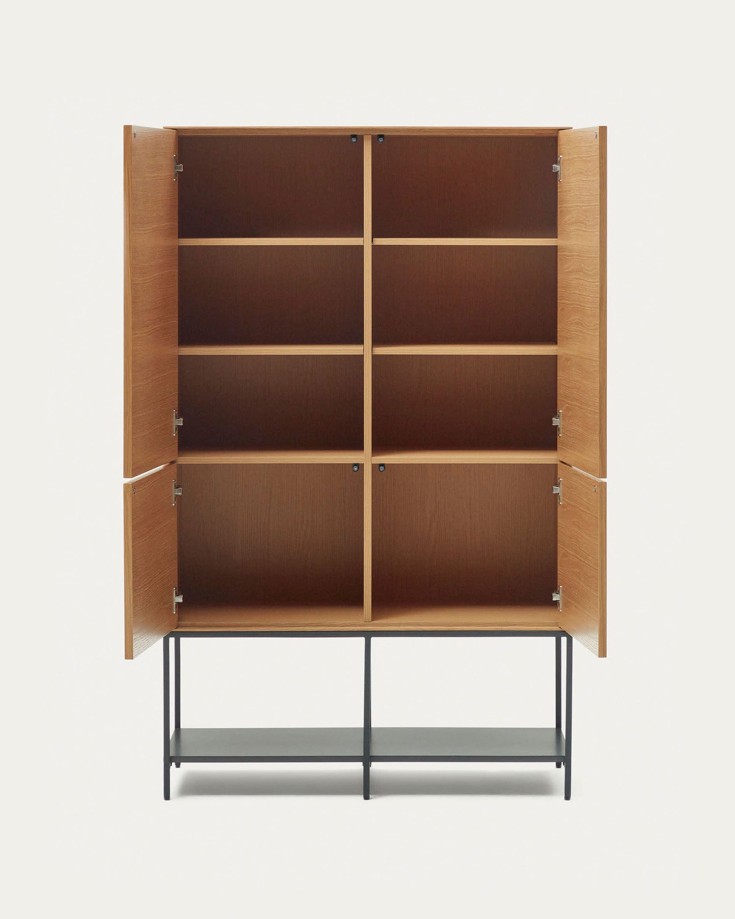 Credenza alta Vedrana 4 ante impiallacciate rovere e gambe in acciaio nero 97,5 x 160 cm