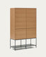 Credenza alta Vedrana 4 ante impiallacciate rovere e gambe in acciaio nero 97,5 x 160 cm