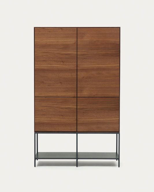 Credenza alta Vedrana 4 ante impiallacciate rovere e gambe in acciaio nero 97,5 x 160 cm