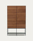 Credenza alta Vedrana 4 ante impiallacciate noce e gambe in acciaio nero 97,5 x 160 cm